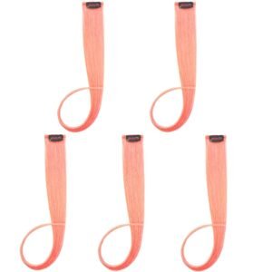 18 Inches 5 Pcs Colored Party Highlights Straight Hair Clip in Human Hair Extensions in Multiple Colors (coral Pink)