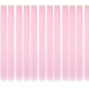 Colored hair extensions 24 Inch Synthetic straight Hair Extensions for Women Girls Kids Gift Single-Colors Party Clip in Synthetic Hairpiece