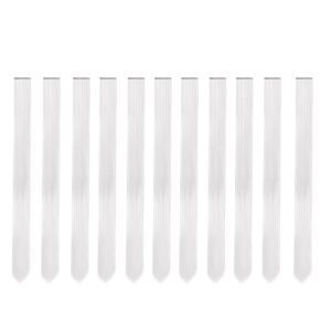 Bundle 11 Pieces Single Color 21 Inches Straight Party Highlights Clip In Synthetic Hair Extensions  Halloween Costume (White)