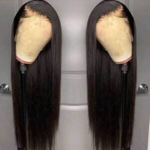 Hair Lace Front Wigs Straight Glueless Synthetic Long Silk Natural Wig Heat Resistant Fiber Black With Baby For Women 24 Inch