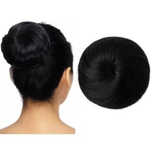 Black Hair Bun Extension Synthetic Drawstring Fake Ballet Bun for Women Lady Updo Donut Chignon