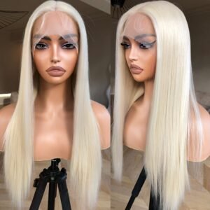 Blonde Lace Front Wig Pre Plucked, Synthetic Lace Front Wig Pre Plucked Ready to , Glueless 13X5X1 HD Lace Front Wigs for Women 180 Density, Pre-toned 613 Blonde Wig