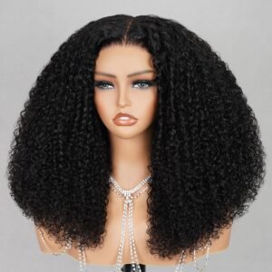 Salon-Quality Ready to Go Glueless Wig Special Kinky Curl Wig Human Hair 250% Density Pre Cut HD Lace 6x6 Deep Parting Closure Wig Human Hair Real Pre Plucked Bleached Knots 20 Inch