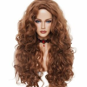Long Wavy Wigs 28 Inches Natural Ginger Synthetic Kinky Curly Hair Wig for Women or Cosplay(ginger)